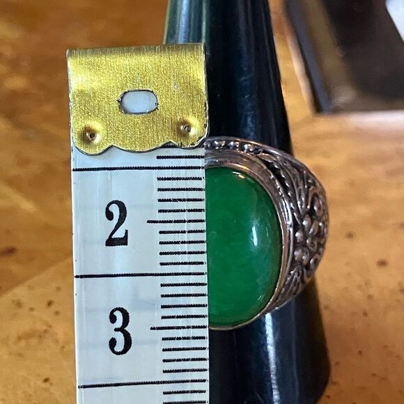 Genuine Jade Sterling Silver Ring Discounted Size 10 - Picture 9 of 11